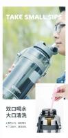 Botella De Agua Deportiva Grande Con Doble Pajita 1L 2L 3L BPA Free Reutilizable Para Exteriores Con Correas Para Adultos - details 3