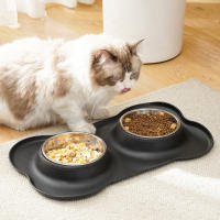 Tazón De Alimentos Y Agua Para Perros De Doble Capa Antideslizante En Silicona Y Acero Inoxidable Resistente Y Duradera Para Mascotas - details 3