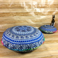 Funda De Cojín Redonda De 43CM Estilo Bohemio Mandala Impreso Algodón 100% Material Para Casa Y Hotel - details 6