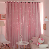 Cortinas De Ventana Doble Capa Para Niñas Y Niños Con Estilo Nórdico Estrella Negra Acolchadas Para Dormitorio Decoración De Puerta - details 5