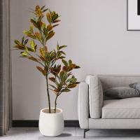 Planta Artificial De Tamaño Grande Codiaeum Falso 80-120cm Ficus Fiddle Hojas De Plantas Tropicales Para Decoración Del Hogar Material De Seda Origen China - details 3