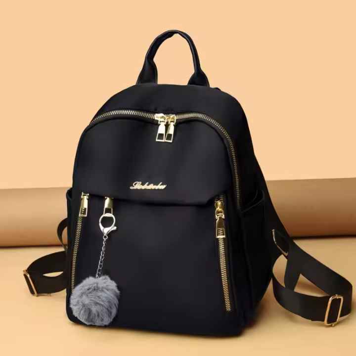 Mochila Grande De PU Negro Para Mujer Bolsa De Viaje Estilo Harajuku Suelta Para Estudiantes Escuela Mochila Unisex Moda De Calle Alta Capacidad - 1