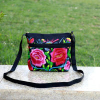 Nueva Bandolera De Hombro Para Mujer Estilo Étnico Con Bordado Tres Cremalleras Pequeño Bolso De Mano Casual De Lona Viaje - details 3
