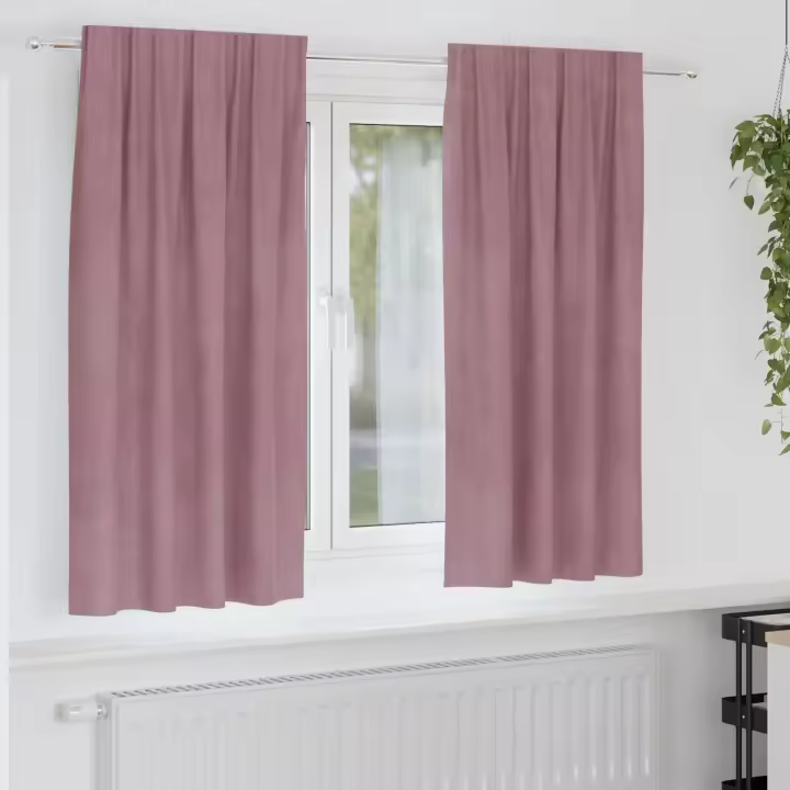 Cortinas opacas vidaXL con cinta superior 2 piezas de terciopelo rosa oscuro - 1