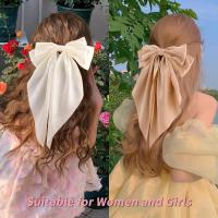 3Pcs Clip Para El Cabello Elegante De Lazo Grande En Satén Para Mujer Accesorios De Cabello Simples Y Solos Barretas De Moda - details 2