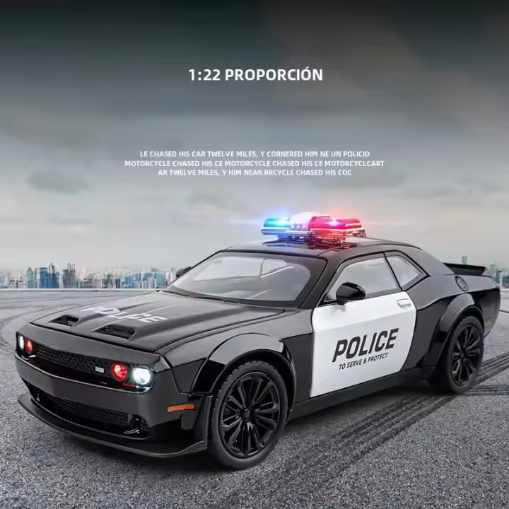 Dodge Challenger SRT Police Car 1:22 Escala Coche De Metal Diecast Regalo Para Niños Decoración Vehículo Juguetes C385 - 1