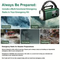 10000mAh emergency radio, solar powered radio, hand crank radio, NOAA AM/FM weather radio, 3 charging methods, polymer battery, flashlight and reading light, SOS siren, cell phone charger in emergency - details 5