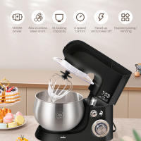 Batidora de pie de 1300 W - Tazón de 5 L - 6 velocidades - Acero inoxidable - Negra - Batidora de pan multifunción para cocina - details 2
