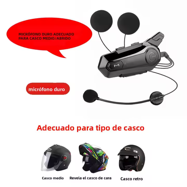 Intercomunicador De Casco X1 plus Motor Bluetooth 5.0 Headset Inalámbrico Para Motocicleta Con Altavoz Interfono Manos Libres 1000m - 1