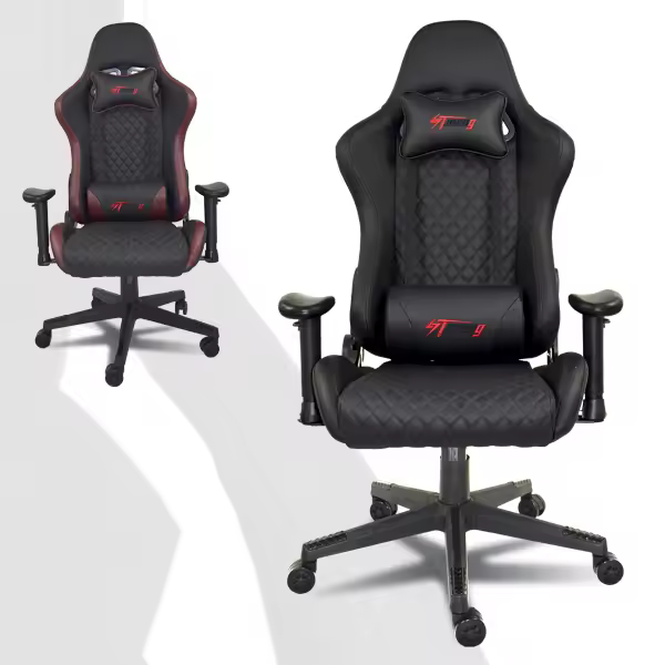 Silla Gaming Ergonómica Reclinable con Cojín Lumbar y Cervical | Altura Ajustable, Reposabrazos Ajustables, Ruedas 360° , | Ideal para Oficina, Escritorio, Teletrabajo, Estudio, Juego, Ordenador - 1