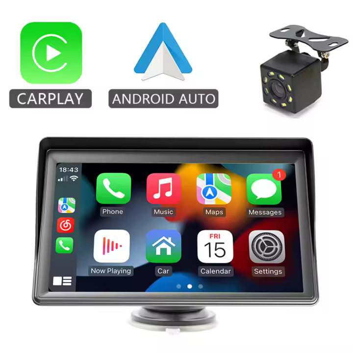 Reproductor Multimedia De Coche HIPPBQCC 7 Pulgadas Con CarPlay Android Auto Pantalla Táctil USB AUX Para Cámara Trasera - 1