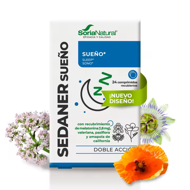 Soria Natural Sedaner Sueño Comprimidos - Melatonina, Amapola, Pasiflora, Valeriana - Efecto relajante - 24 comrpimidos - 1