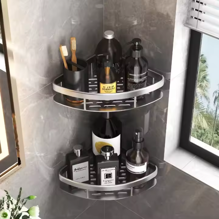 Organizador De Baño Estante De Almacenamiento Para Cocina Aleación De Aluminio Rack De Shampoo Estante De Ducha Accesorios De Baño Sin Perforar - 1