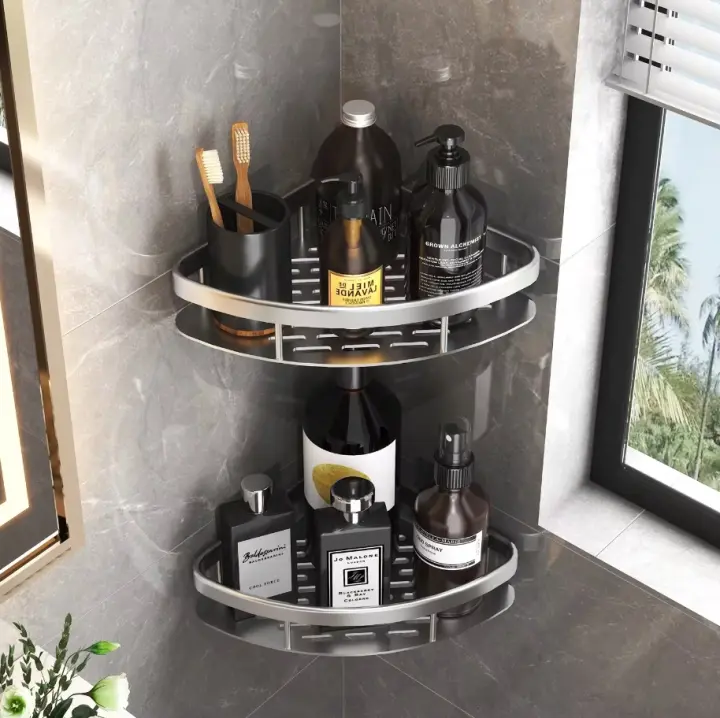 Organizador De Baño Estante De Almacenamiento Para Cocina Aleación De Aluminio Rack De Shampoo Estante De Ducha Accesorios De Baño Sin Perforar - 1
