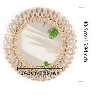 Espejo Decorativo Bohemio Circular Tejido a Mano Para Pared Estilo De Casa Colgante Para Habitación De Hotel Y Sala De Estar - details 4