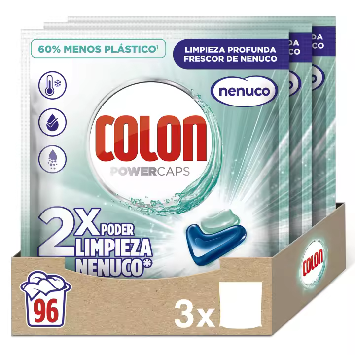 Colon Nenuco Detergente para la Lavadora - 96 Cápsulas, Apto Ropa Blanca y Color, Poder Antimanchas, Aroma Fresco - 1