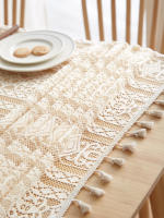 Mantel Rectangular De Lazo Beige Con Estampado De Rayas Y Borlas Colgantes Para Sala De Estar Y Dormitorio Uso En Mesa De Café - details 11