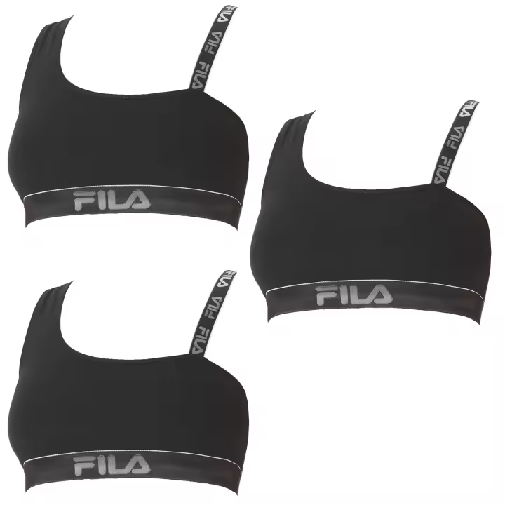 Pack 3 sujetadores deportivos de algodón FILA color negro - 1