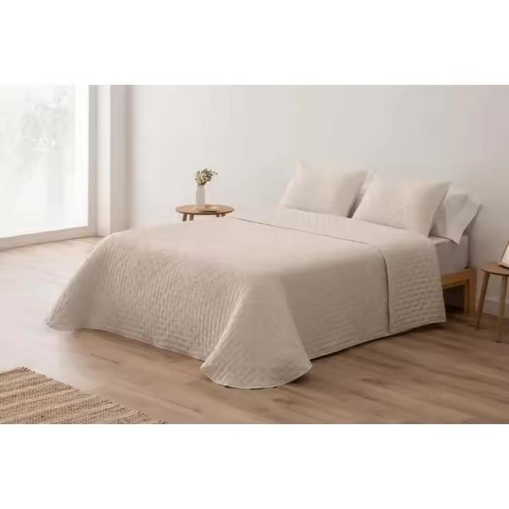 Colcha Bouti Reversible PILAR – Tacto Extrasuave, Diseño Liso Bordado, con Fundas de Cojín – Ideal para Primavera, Verano o Entretiempo Mommata - 1