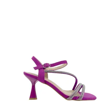 MODELISA - Sandalia Tacón Bajo Brillo Fiesta Pulsera Hebilla