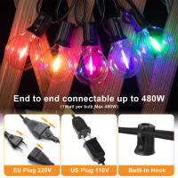 Cadena De Luces RGB 50FT Impermeable G40 Para Jardín Decoración De Navidad Colores Conectables Luces Colgantes Para Exterior - details 3