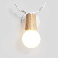Juego de 2 apliques de pared de Diseño Creative Modern with FORMA DE Asta de Ciervo, Luces de pared de madera y metal para interiores, lámpara de pared Art Deco para dormitorio, Sala de estar, pasillo, restorante, baño (Blanco) - details 3