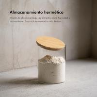 Set de 2-4 Tarros de Vidrio con Tapa de Bambú, Borosilicato Transparente, Resistentes y Herméticos, Tarros de almacenamiento de cristal claro y seguro, ideal para alimentos. Alta calidad y durabilidad. Disponible en 800 ml hasta 1400ml. - details 5