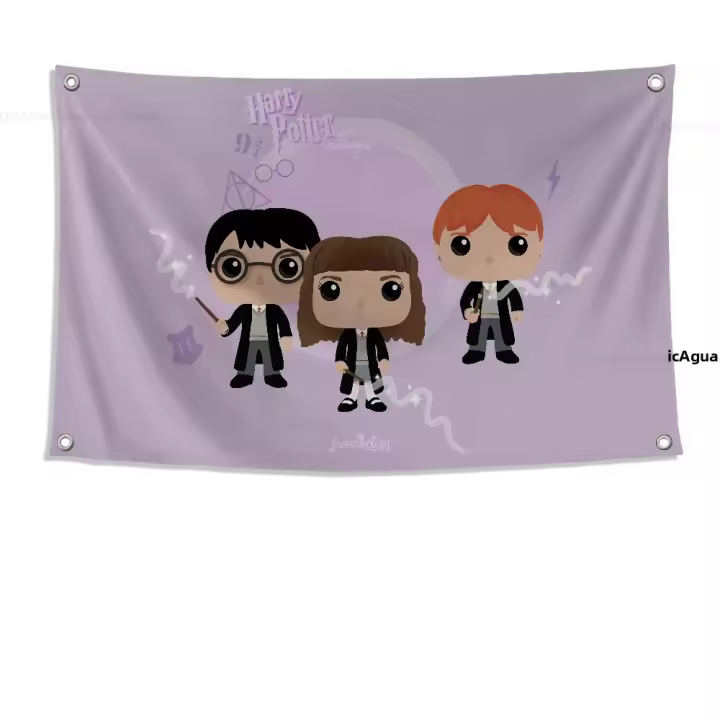 Bandera De Poliéster Para Niños Con Logo De Harry Potter Y Banderines De Cuatro Agujeros Decoración Exterior Y Habitaciones Estética - 1