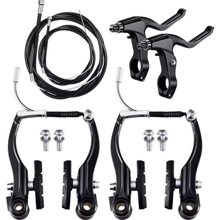 Juego completo de frenos de bicicleta, delanteros y traseros para bicicleta negra. - 1