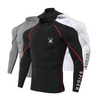 Camiseta De Correr Para Hombres Con Manga Larga Compresión Estampado De Araña Quick Dry Camiseta Deportiva Para Fitness Entrenamiento Y Gimnasio - details 0