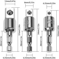 Adaptador De Enchufes Giratorio De 360° Para Destornillador Eléctrico Con Taladro Hexagonal 1/4" 3/8" 1/2" De Acero Cr-V - details 3