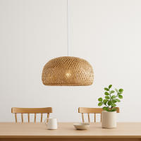ALPINALUZ Lámpara Colgante Minimalista de Mimbre y Bambú 'OSAKA' con Cúpula de Doble Capa, Ø380mm - details 1