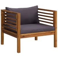 vidaXL Silla de jardín con cojines madera maciza acacia Gris oscuro, Blanco crema, Conjunto Terraza Muebles Jardín Exterior Juego de Muebles de jardín Mueble Jardín Exterior Muebles de Salon Exterior - details 0