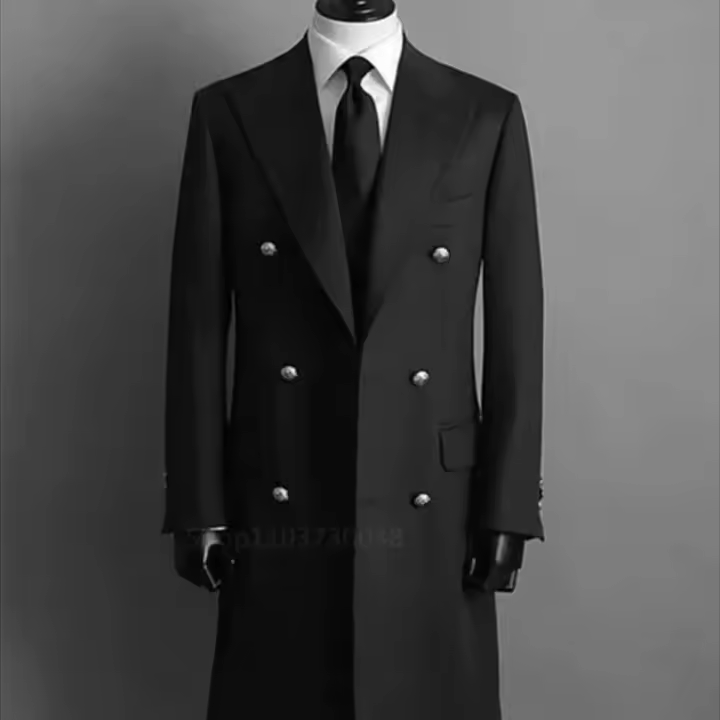 Chaleco De Lana Negro/Negro Inteligente Para Hombre Con Pico Y Cierre Doble Elegante Traje De Noche Casual Para Negocios - 1