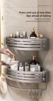 Estante De Rincón Para Baño Con Gancho Y Barra De Toallas Aluminio No Perforado Organizador De Espacio Para Ducha Montaje En Pared - details 10