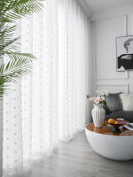 Cortina Blanca Romántica Con Pom Pom Translúcida Para Sala De Estar 1 Pieza Telaraña Sencilla Con Bolitas De Tule Transparente Para Decoración De Ventanas - details 9