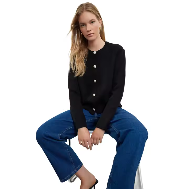 Trendyol Black Basic Jacket Look Knitted Cardigan Twoaw24Hi00090 - 1