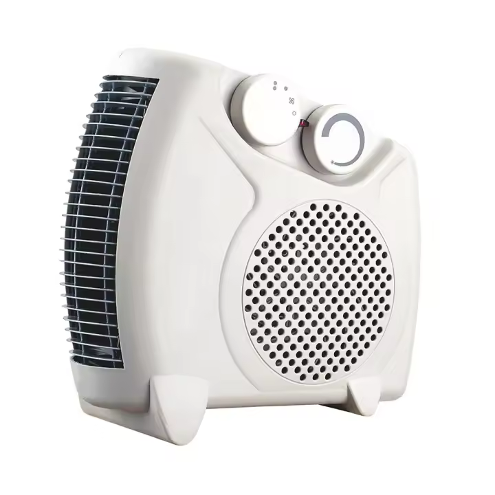 Termoventilador eléctrico FABRILAMP, color BLANCO. Realizado en policarbonato. Equipado con 2000 watios de potencia y TERMOSTATO REGULABLE, permitiendo ajustar entre dos potencias de calefacción, 1000 watios y 2000 watios. Con tres funciones : v - 1