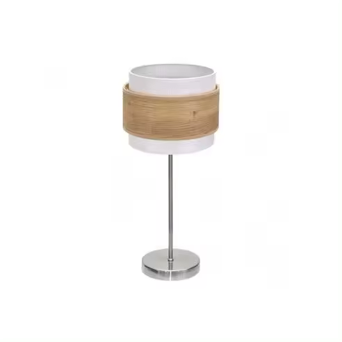 FABRILAMP Lámpara de Mesa Sobremesa Myriam 1xe14 Niquel/Madera Clara 47x18x18 Cm - Elegante Diseño - 1
