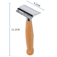 Cuchilla De Afeitar Manual Para Hombres Con Mango De Madera Herramienta De Cuidado De Barba Y Cabello Barbería Rasurador De Seguridad - details 4