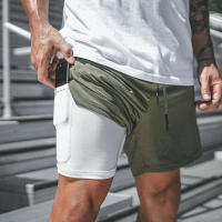 Shorts Deportivos Para Hombre Con Bolsillo Integrado Secado Rápido Verano 2 En 1 Shorts De Playa Y Gimnasio Doble Capa Transpirables Y Cómodos - details 1