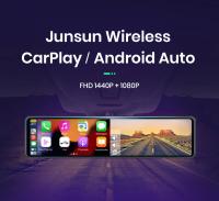 Junsun 11.26”  Cámara de salpicadero DVR de coche con CarPlay y Android Auto inalámbrico, pantalla dual espejo retrovisor de FHD 1080P grabadora de video en streaming - details 0