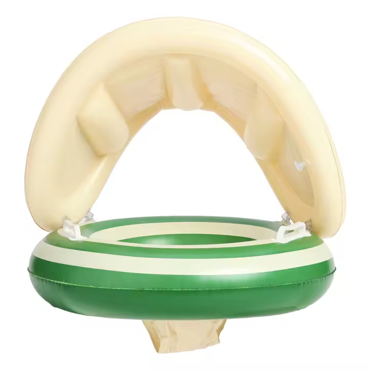 Anillo de natación para niños cubierta de sombra raya seat ring bebé inflable blowing sit ring con manija - 1