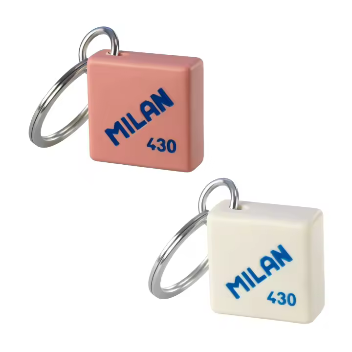 MILAN  - Pack de 2 Llaveros con forma de Goma de Borrar MILAN 430. Beige y Rosa - 1