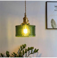 Lámpara Colgante De Vidrio Verde Vintage Con Interruptor Para Dormitorio Y Sala De Estar Iluminación Interior LED Nordic Copper Loft - details 2