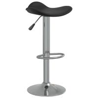 vidaXL Taburete de cocina de acero cromado y cuero artificial negro - details 1
