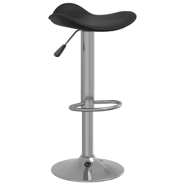 vidaXL Taburete de cocina de acero cromado y cuero artificial negro - 1