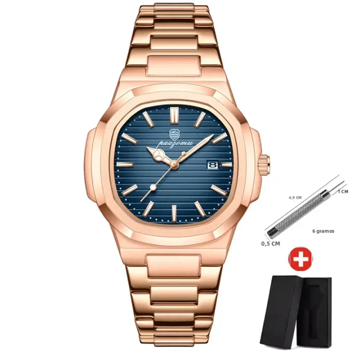 Reloj De Pulsera Para Hombre PAAZOMU Lujo Resistente Al Agua Con Luminosidad Cronógrafo Acero Inoxidable Cuarzo Reloj Hombre - 1