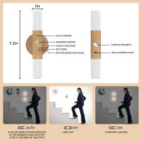 2PCS Luz Nocturna Sensor De Movimiento USB Recargable Madera 700mah LED Para Pared De Dormitorio Pasillo Escalera - details 0
