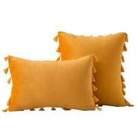 Cojín Decorativo De Velvet Suave Con Borlas Bohemio Lujo Funda Para Silla Dormitorio Coche Amarillo Regalo De Acción De Gracias - details 0